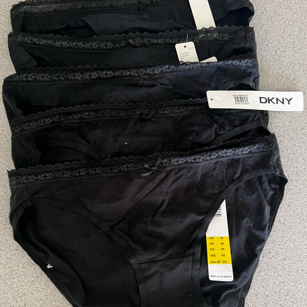 DKNY Black Lace Trim Cotton Panty Collection